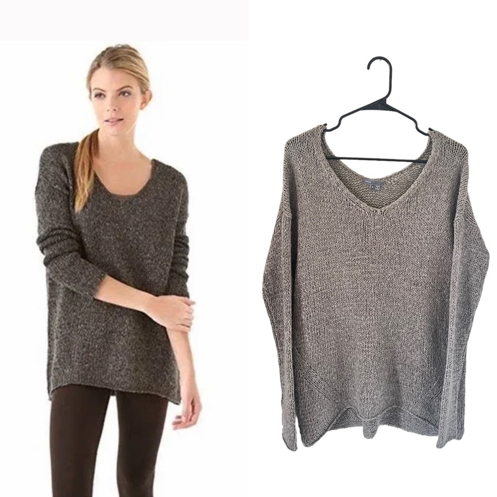 Vince Wool Alpaca Taupe Oversized Knit Sweater